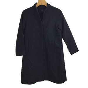 Cos Womens Wool Cashmere Overcoat Coat Jacket Side Slit Pockets Black Size 2